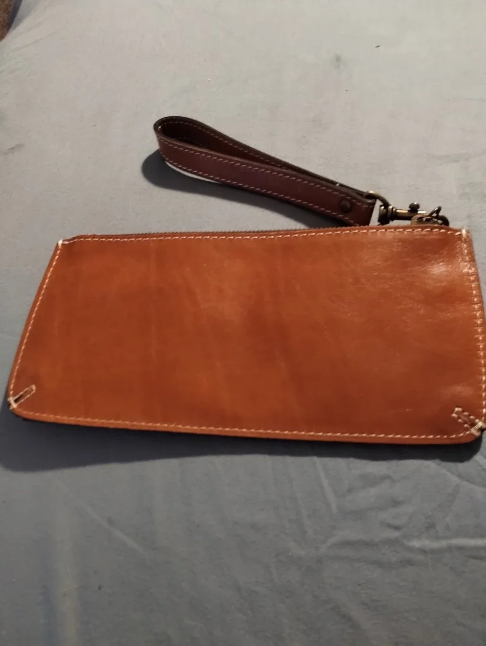 Patricia Nash St. Croce Leather Wristlet Wallet Cognac Tan Sz 4.5 By 10